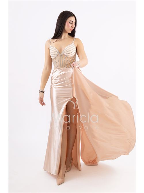 abito lungo corsetto con stecche e drappeggio MARICLA ELEGANCE | FP881008CIPRIA